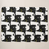 ハロウィン かわいい 黒いお化けと魔女の帽子 シェルパブランケット (正面(横))