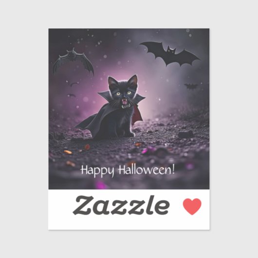 ハロウィン かわいい 黒猫 ヴァンパイア シール (シート)