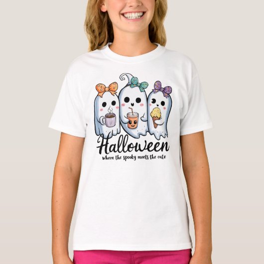 ハロウィン：かわい不気味と出会う場所 Tシャツ (正面)
