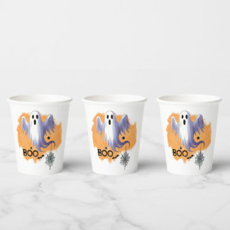 ハロウィン くもの巣のいるゴースト 紙コップ
