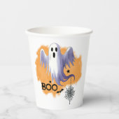 ハロウィン くもの巣のいるゴースト 紙コップ (正面)