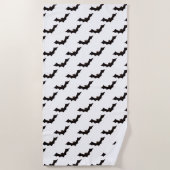 ハロウィン，こうもりのパターン，トリックまたは治療，ブー ビーチタオル (正面)