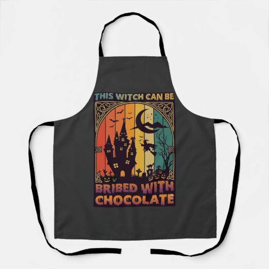 ハロウィン この魔女はチョコレートで買収できる 悪霊退散 エプロン (正面)