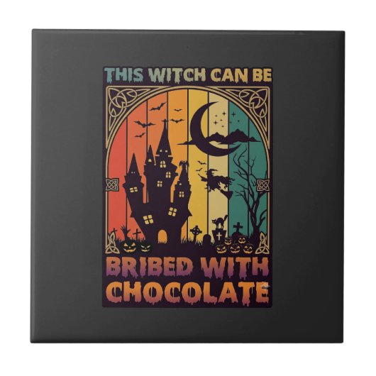 ハロウィン この魔女はチョコレートで買収できる 悪霊退散 タイル (正面)