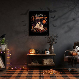 ハロウィン こんにちは かわいい おばけ の コーヒータイム ポスター