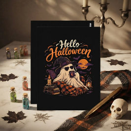 ハロウィン こんにちは かわいい おばけ コーヒー ポストカード