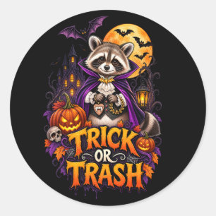 ハロウィン たぬき ヴァンパイア Trick or Trash ラウンドシール