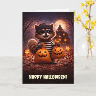 ハロウィン たのしい アライグマ の トリック オア トリート カード
