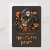 ハロウィン にゃん&ジェイソン・ヴォーヒーズがブーッ! 招待状 (正面)