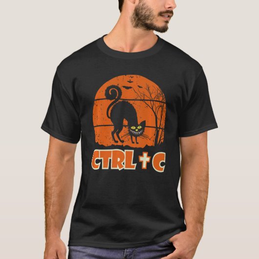 ハロウィン ねこ 引用符 Ctrl+c クール ハロウィン 2022 Tシャツ (正面)