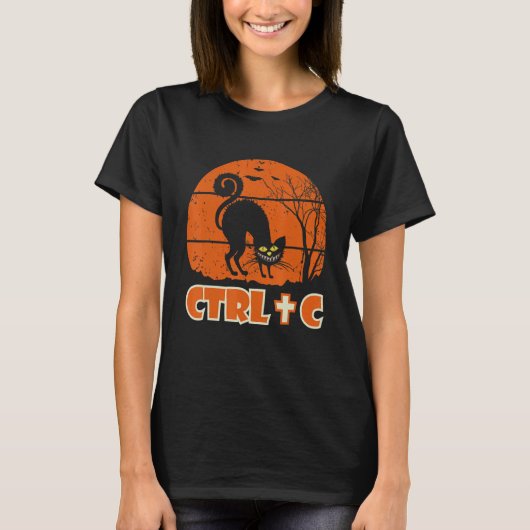 ハロウィン ねこ 引用 Ctrl+c クール ハロウィン 2022 Tシャツ (正面)
