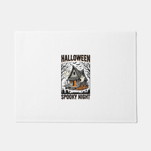 ハロウィン ほろ苦いキャビン 怖い夜 ヴィンテージ アート ドアマット (正面)