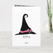 ハロウィン(または誕生日)ピンクのかわいい魔女カード カード (裏面)