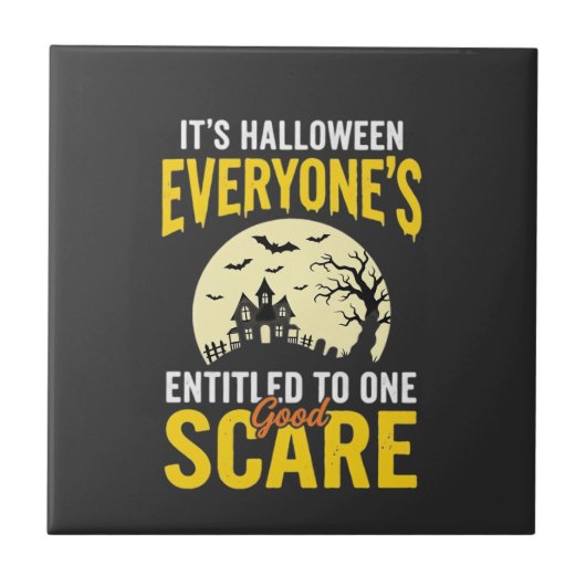 ハロウィン みんなに1回の恐怖を与えるデザイン_1 タイル (正面)