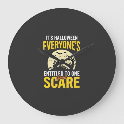 ハロウィン みんなに1回の恐怖を与えるデザイン_1 ラージ壁時計 (正面)
