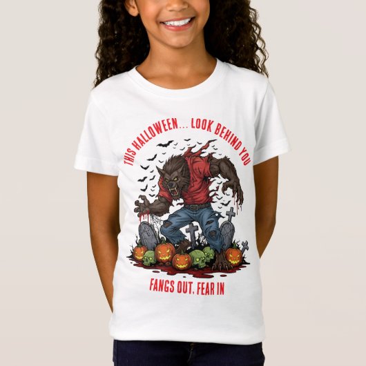 🐺 ハロウィン わんわんホラーTシャツ 🎃 Tシャツ (正面)