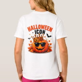 ハロウィン アイコン 面白い 王様 パンプキン 秋 Tシャツ (裏面)
