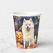 ハロウィン アメリカン・アキタ と カボチャ 怖い 紙コップ (裏面)