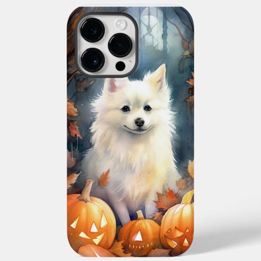 ハロウィン アメリカン・エスキモー かぼちゃ スケアリー Case-Mate iPhoneケース (裏面)