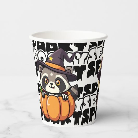 ハロウィン・アライグマ・パンプキン・ホラー 紙コップ (正面)
