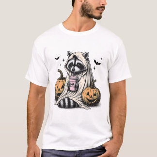 ハロウィン・アライグマ・幽霊 Tシャツ