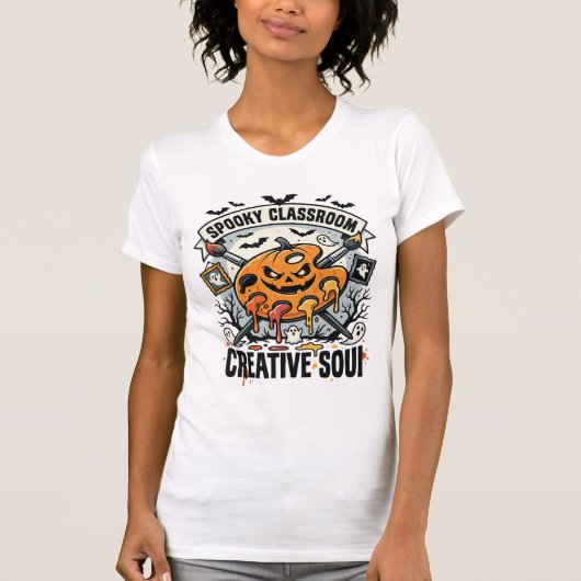 ハロウィン アート教師 スプーキー教室 Tシャツ (正面)