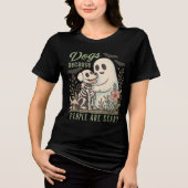 ハロウィン イヌと幽霊 笑 トライブレンドTシャツ (正面)
