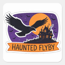 ハロウィン・イーグルステッカー 幽霊屋敷のそばを飛ぶ