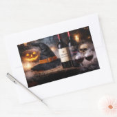 ハロウィン・ウィッチとワイン ハロウィン 長方形シール (封筒)