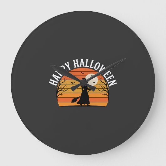 ハロウィン ウィッチの夕日 デザイン_1 ラージ壁時計 (正面)