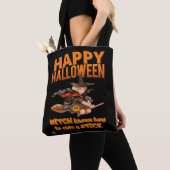 「ハロウィン・ウィッチ乗り棒おもしろい」 トートバッグ (クローズアップ)