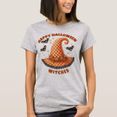 ハロウィン ウィッチ オレンジ ギンガム 帽子 Tシャツ (正面)