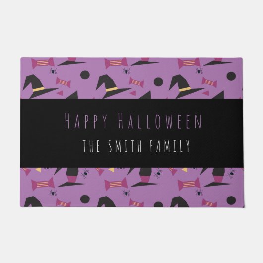ハロウィン ウィッチ キャンディ パターン 名前付き  ドアマット (正面)