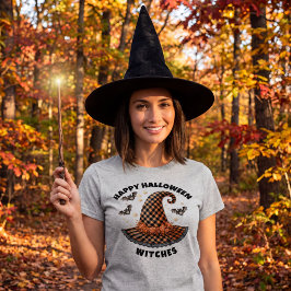 ハロウィン ウィッチ ハット オレンジ ブラック ギンガムチェック Tシャツ