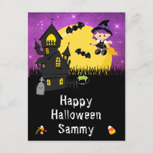 ハロウィン ウィッチ パープル シーズンポストカード