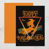 ハロウィン ウィッチ ブラックオレンジ 招待状 (正面/裏面)