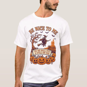 ハロウィン ウィッチ ブルーム パンプキン に優しくしてね 1 Tシャツ