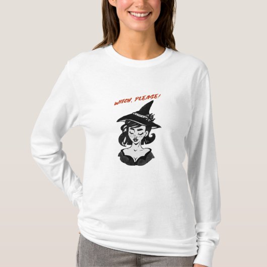 ハロウィン - ウィッチ プリーズ! Tシャツ (正面)