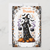 ハロウィン ウィッチ ベイビー シャワー - 双子が brewing 招待状 (正面)
