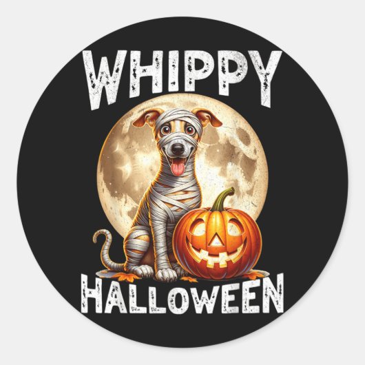 ハロウィン・ウィペット犬 ラウンドシール (正面)