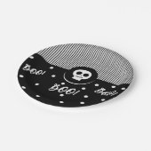 ハロウィン　ウィムジカル　ブー　スカル　ブラック＆ホワイト　パーティー ペーパープレート (アングル)