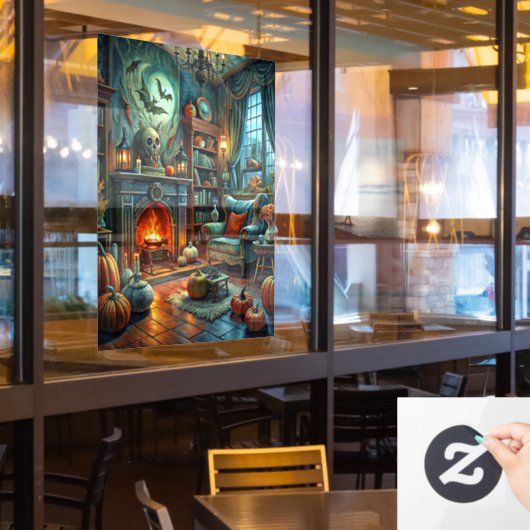 ハロウィン・ウィンドウの固定 ウィンドウサイン (レストラン窓)