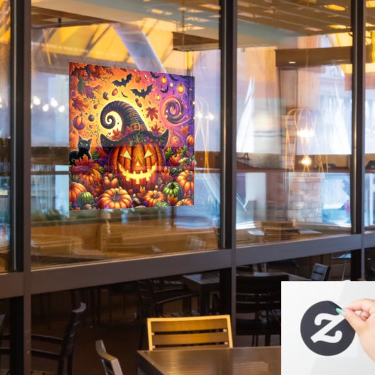 ハロウィン・ウィンドウの固定 ウィンドウサイン (レストラン窓)