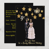 ハロウィン ウェディングのスケルトンたちのお知らせを保存して 招待状 (正面/裏面)