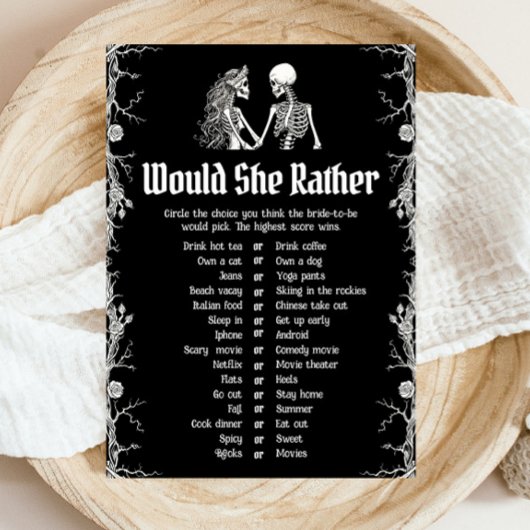 ハロウィン ウェディングシャワーゲーム "Would She Rather" 招待状