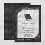 ハロウィン ウェディング スペルブック グリモワール ローズ ブラック 招待状 (正面/裏面)