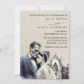 ハロウィン ウェディング フランケンシュタイン 花嫁 招待状 (正面)