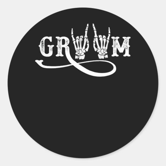 ハロウィン ウェディング ブライド グルーム スケルトン 死ぬまで一緒に  ラウンドシール (正面)