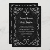 ハロウィン ウェディング ブラック ゴシック ネーム オン バック 招待状 (正面/裏面)