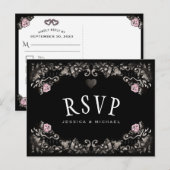 ハロウィン ウェディング  マッチング RSVP ポストカード 墓地 (正面/裏面)